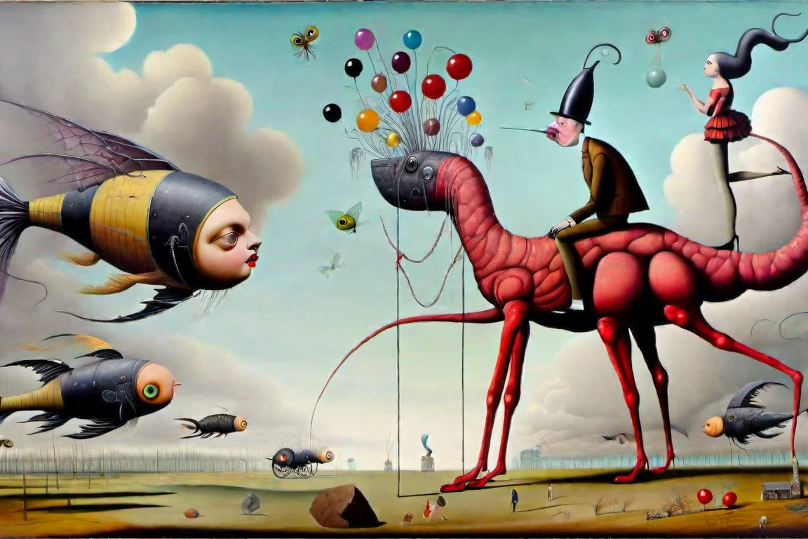 <lora:Surreal_XL:1>, surreal-xl, absurd, bizarre, eerie, fanciful, fantastic and ludicrous, interesting things and people