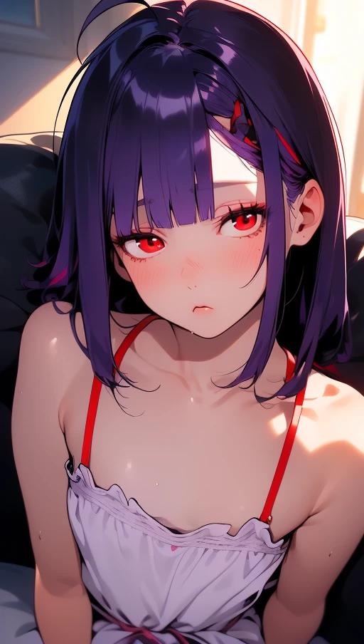 (photorealistic:1.4), (masterpiece, sidelights, exquisite beautiful eyes), (character focus,close to viewer,masterpiece*portrait), realistic,cute faceã 3D face,(purple hair,straight hair,messy hair,colored inner hair),(1 girl),(red eyes:1.2),(upper body),(sundress)ã
(cute face),(sleepy:1.5),Gentle face,(small breasts),
neat and cleanãadorableãSlim Body,(tareme:1.5),,shiny hair, shiny skinã,niji,sketch,manga<lora:EMS-80615-EMS:0.500000>