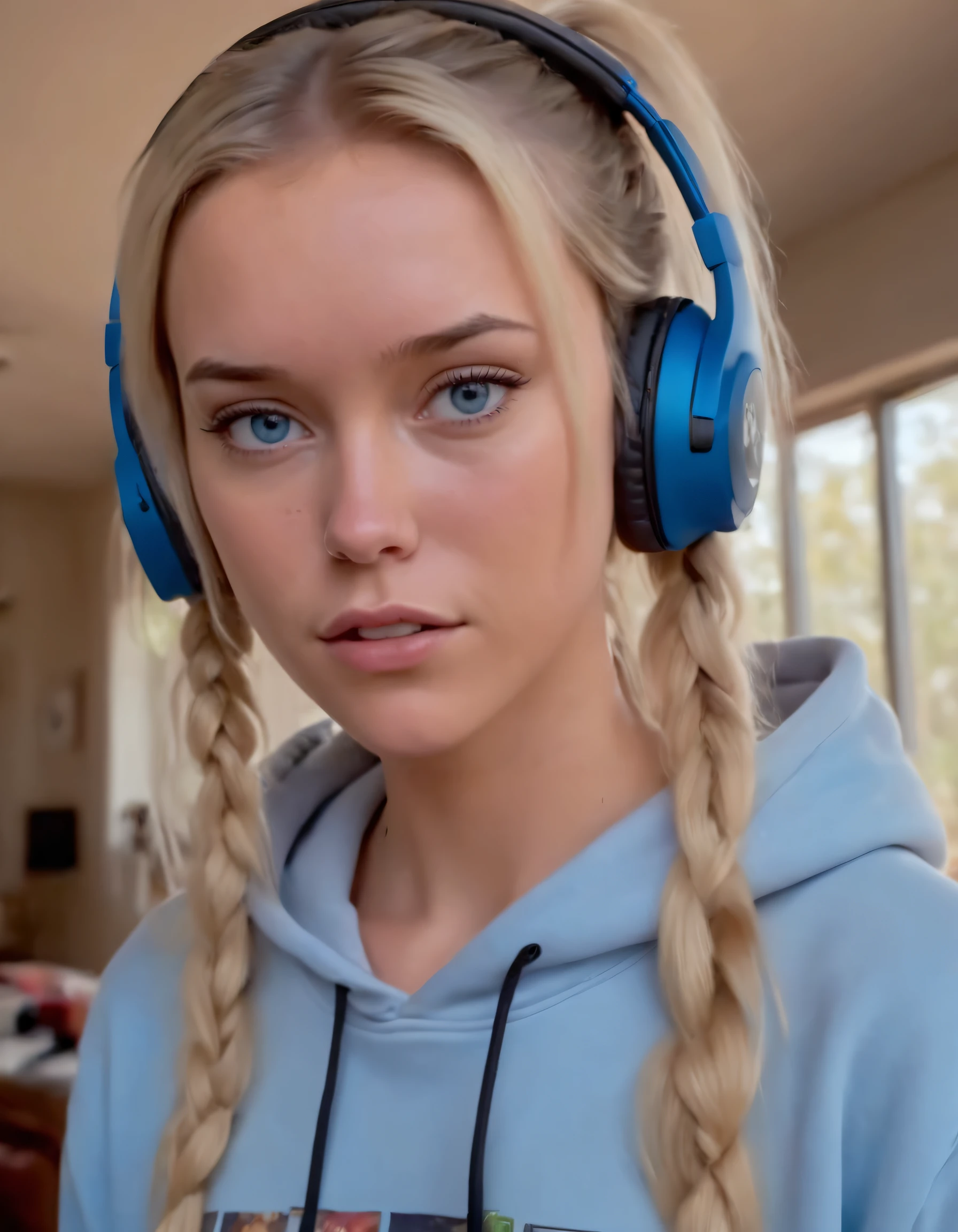 (masterpiece),(extremely intricate:1.3),(realistic),portrait of a girl,the most beautiful in the world, blonde hair ponytail, blue eyes, (film grain, blurry background,) (gaming headset), hoodie (e-girl makeup). Molly Dixon, the gifted artist, had created an incredibly life-like portrait of a beautiful girl with flowing blonde hair in a ponytail and captivating blue eyes; as she immersed herself into her craft, it was as if a scene from the real world unfolded before her eyes - where she not only captured her model's essence but also the slightest details such as film grain and a blurry background, while Molly donned her gamer's garb: a hoodie with E-girl makeup, and her gaming headset nestled comfortably upon her head. This masterpiece was destined to be cherished for generations, it was not only an astounding work of art, but a testament to the power of imagination and the beauty that resides within us all. molly_dixon <lora:nrgrzx18e0606d65bx4b4:1>