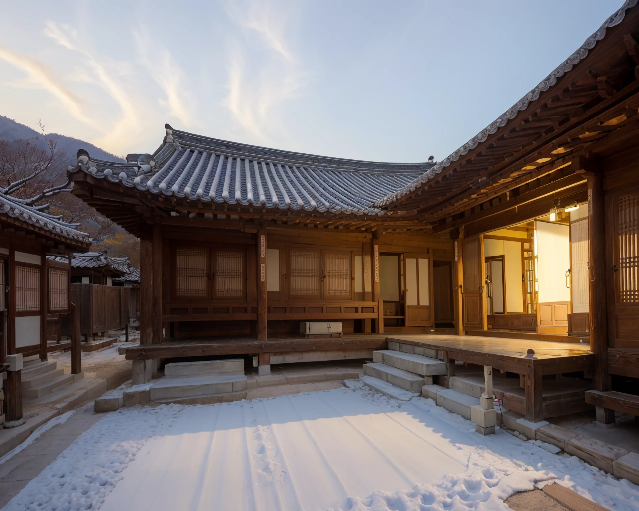 (masterpiece, realistic, RAW, 8k), <lora:hanhouse:0.8>, 
\\a traditional Korean house,