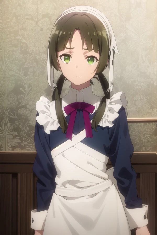 izettalotte, <lora:izetta lotte s1-lora-nochekaiser:1>,
lotte, brown hair, twintails, (green eyes:1.3), low twintails,
BREAK apron, maid, maid headdress, maid apron,
BREAK indoors,
BREAK looking at viewer, dynamic pose,
BREAK <lyco:GoodHands-beta2:1>, (masterpiece:1.2), best quality, high resolution, unity 8k wallpaper, (illustration:0.8), (beautiful detailed eyes:1.6), extremely detailed face, perfect lighting, extremely detailed CG, (perfect hands, perfect anatomy),