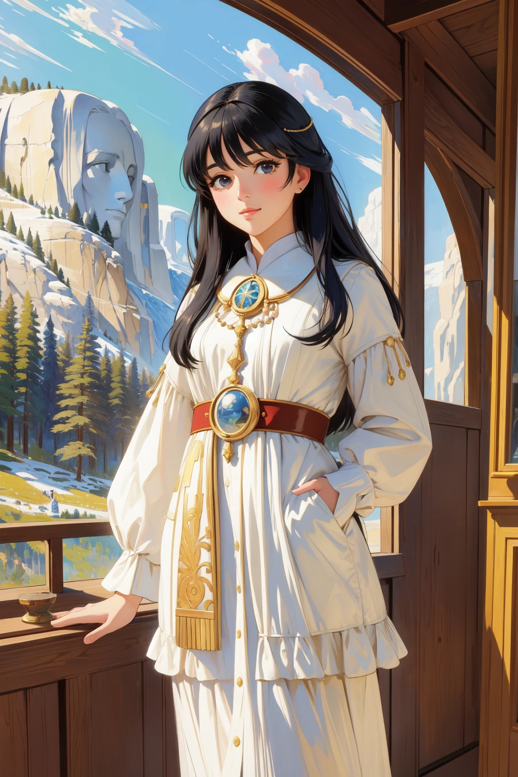 1girl, professional, Impressionism, lovely, landscape of a Cluttered Serious ([Coral Reef:Museum:3]:1.3) from inside of The Mount Rushmore, stylized, Byzantine roots and Zodiacal light in background, Snowy, figurativism art, (impressionism art stylized by Herb Trimpe:1.1) , Ultrarealistic, Satisfying, flat lighting, 800mm lens, Albumen, Gold Leafing, layered textures, 64K, wallpaper