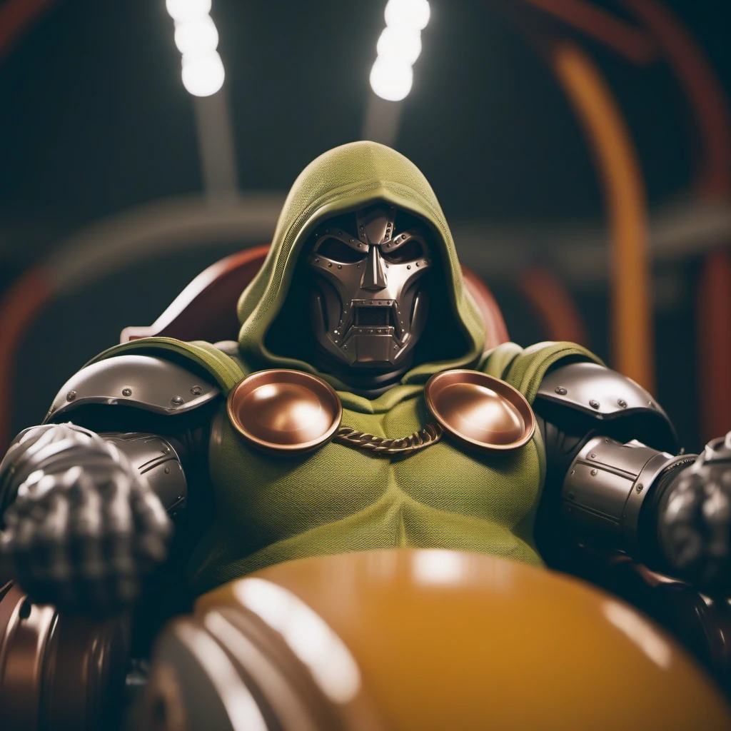 (masterpiece, intricately detailed, highest resolution, best quality:1.2), (doujin), a cocky Latino Instagram influencer,a 24 y.o muscle stud with a muscular physique sitting on a chair with black eyes,dark-skinned male, wearing a ((doctor doom inspired catsuit costume)), (excessive cum), (cum on body), (cum drip), flaccid penis,saggy balls,hairy chest,vascular,muscle striations,soft light,fantastic realism,