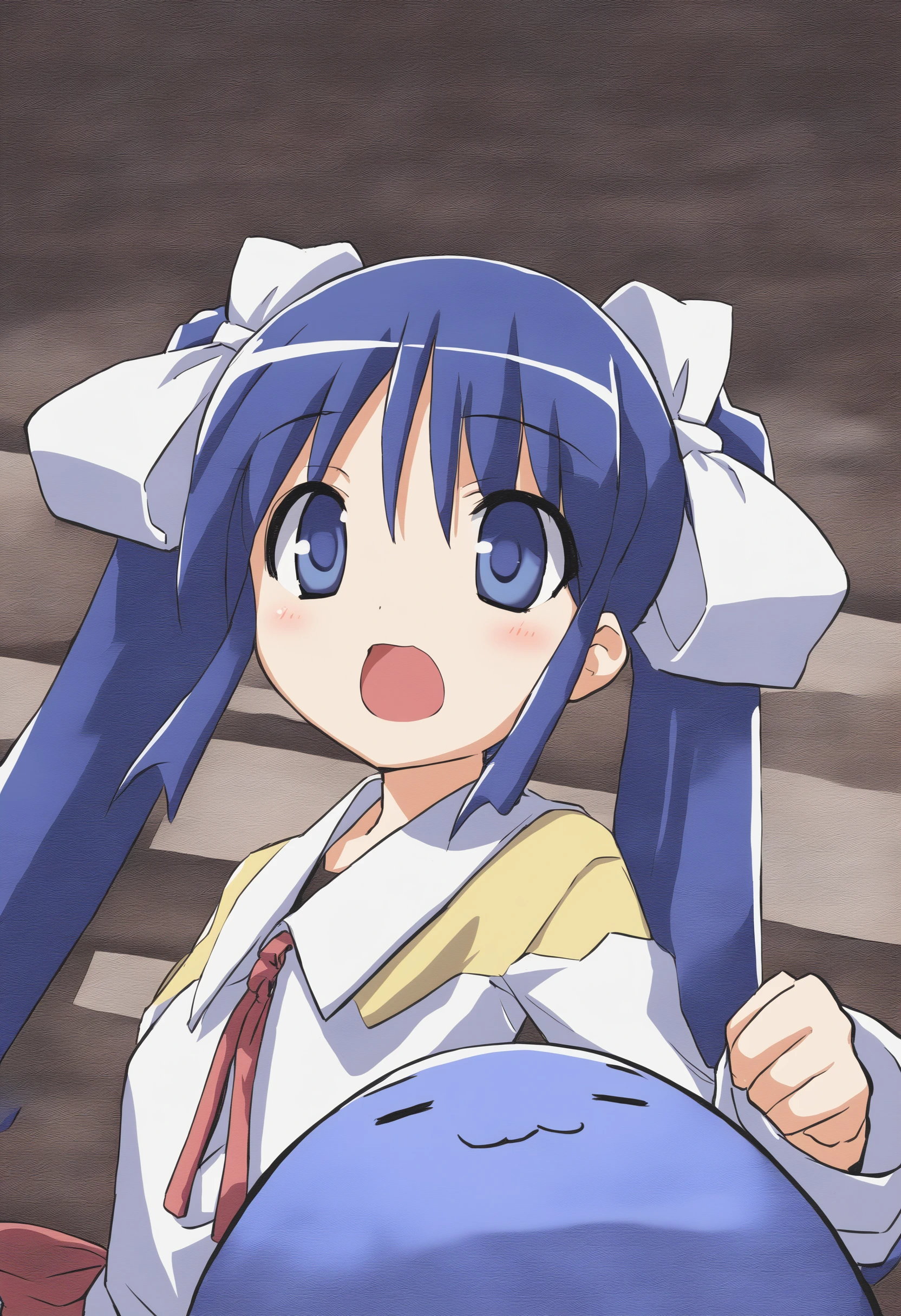 Penis in face, One girl, One boy, throw, Big penis, Face sitting, Penis between the eyes, chest, Mature Woman, mio aikatsu, minato mio , sky blue hair, purple eyes,  nude, small breasts, hands on floor, (((penis on face))),　angry, cry, blush, shy, penis,