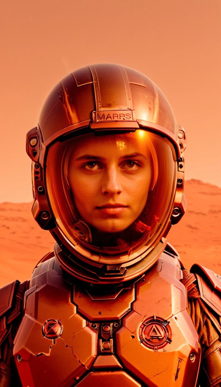 Science Fiction cinematic style stunning award winning portrait photo of a 23 year old blonde woman wearing a helmet on mars, anamorphic,distorted lense,chromatic aberration,volumetric lighting,cinematic,epic composition, <lora:5A120B7E26:0.7>