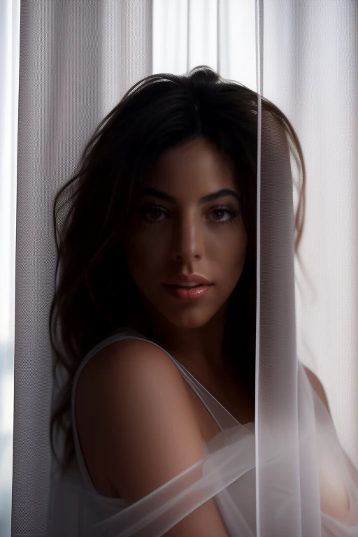DEN_danielley_ayala,
standing behind white curtains with a bright backing,((silhouette):1.2),sexy,sheer fabric in front,behind sheer fabric,silhouette,standing behind sheer fabric,flowing sheer white curtains,
bokeh, f1.4, 40mm, photorealistic, raw, 8k, textured skin, skin pores, intricate details <lora:epi_noiseoffset2:1>, epiCRealism <lora:ClothingAdjuster3:-1.3>