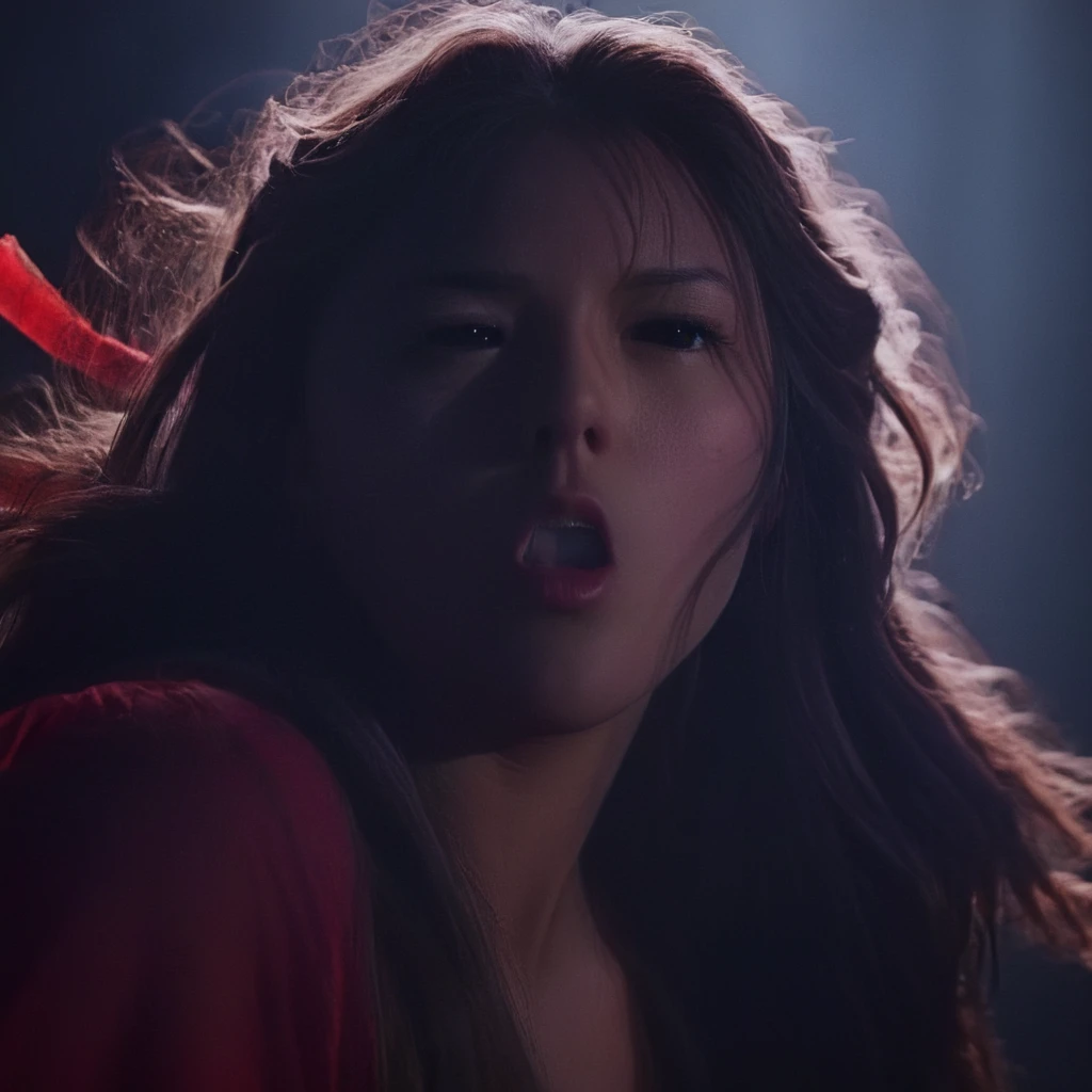 cinematic film still of <lora:Chiaroscuro Lighting Style:1>
dramatic, cinematic, shadow, partially covered in shadow, a woman with long flying hair blowing in the wind Chiaroscuro Lighting Style, 1girl, solo, long hair, black eyes, upper body, lips, profile, watermark, web address, red spotlight
<lora:Yuki Toudou:1> Yuki Toudou:1
<lora:black sclera v2:1> black sclera, shallow depth of field, vignette, highly detailed, high budget, bokeh, cinemascope, moody, epic, gorgeous, film grain, grainy