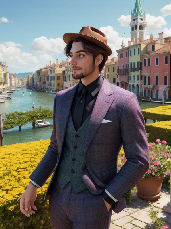 (Style: disney, pixar, cartoon, 3d, trending on artstation, ((high quality:1.2, masterpiece:1.2)) , (8k resolution) , high details, incredibly absurdres, color connection, colorized, colorful) , crowded grass, Paradise, HDR, F/2.8, Accent lighting, Color splash, Venise Lace and Corduroy, (Man:1.3) , Frightening, Pandemonium, hard light, Tweed, Life