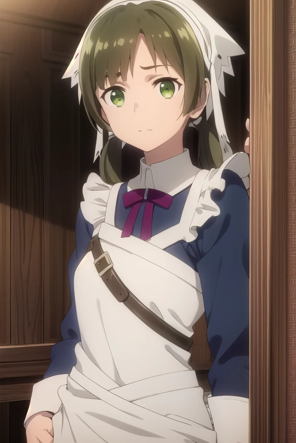 izettalotte, <lora:izetta lotte s1-lora-nochekaiser:1>,
lotte, brown hair, twintails, (green eyes:1.3), low twintails,
BREAK apron, maid, maid headdress, maid apron,
BREAK indoors,
BREAK looking at viewer, dynamic pose,
BREAK <lyco:GoodHands-beta2:1>, (masterpiece:1.2), best quality, high resolution, unity 8k wallpaper, (illustration:0.8), (beautiful detailed eyes:1.6), extremely detailed face, perfect lighting, extremely detailed CG, (perfect hands, perfect anatomy),