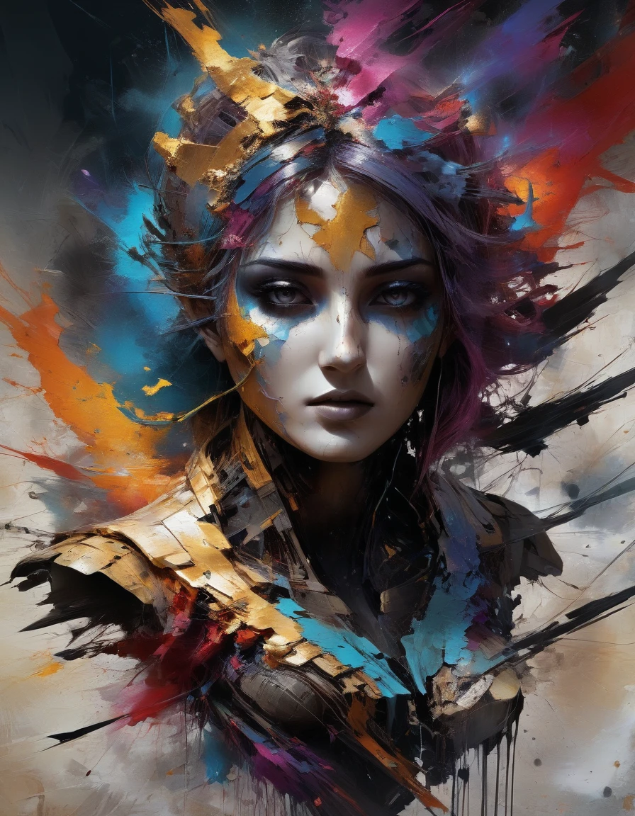 yktlr,messy,abstract,epic,warrior queen,epic <lora:YossiKotlerXLStyle:0.8>