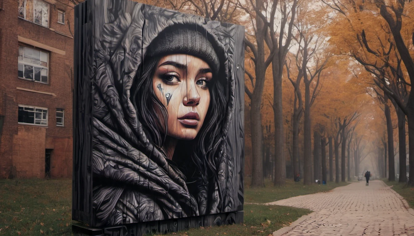 ObsidianWood, (street art stylized by Rone:1.3) , Vietnamese Bush, Techno, wearing wood, from inside of a Narnia, Hazy conditions, Fine art, Cloudpunk, Simplified style, trending on artstation