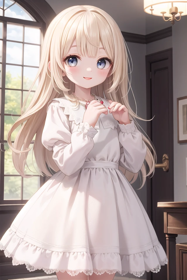 insanely detailed, absurdres, ultra-highres, ultra-detailed, best quality,
1girl, solo, nice hands, perfect hands,
BREAK
(dress, jewelry, lace trimmed dress, lace trim, necklace, pearl necklace, red lips, white dress:1.3),
eyelashes, lips
BREAK
happy smile, laugh, closed mouth, standing,
(from below:-1), cute pose, cowboy shot, looking at viewer
BREAK
slender, kawaii, perfect symmetrical face, ultra cute girl, ultra cute face, ultra detailed eyes, ultra detailed hair, ultra cute, ultra beautiful,
BREAK
in hotel room
BREAK
large breasts, blonde long hair, bangs, (cleavage:-1.5)