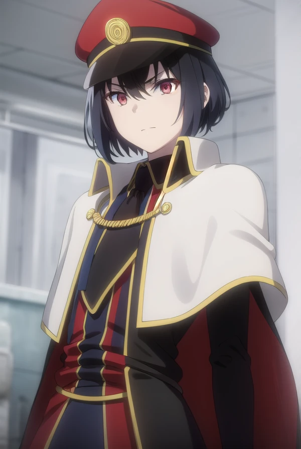detectivehel, <lora:detective hel s1-lora-nochekaiser:1>,
hel, short hair, bangs, black hair, (red eyes:1.3), gradient hair,
BREAK hat, pantyhose, necktie, cape, uniform, black pantyhose, military, military uniform, peaked cap, black necktie, military hat, black cape,
BREAK outdoors,
BREAK looking at viewer, dynamic pose,
BREAK <lyco:GoodHands-beta2:1>, (masterpiece:1.2), best quality, high resolution, unity 8k wallpaper, (illustration:0.8), (beautiful detailed eyes:1.6), extremely detailed face, perfect lighting, extremely detailed CG, (perfect hands, perfect anatomy),