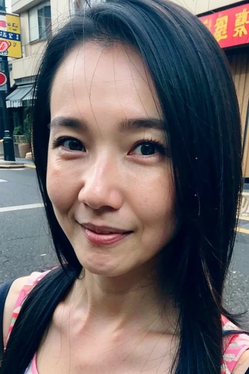 Best quality,masterpiece,ultra high res,(photorealistic:1.2),1girl,in the dark,deep shadow,low key,slim body,japanese street alley,dynamic pose,face closeup,<lora:jessie_chang:0.9>,