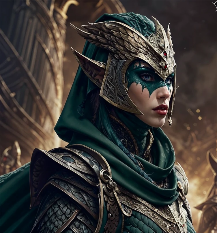 (masterpiece:1.2), (best quality,:1.2), 8k, HDR, ultra detailed, ((photorealistic)), perfect anatomy, professional light, cinematic lighting, fashion photography, ambient lighting,<lora:detail_slider_v4:2.5>, OverallDetail, (DarkFantasy:0.2), a (male)! WHighElf archer, wearing intricate dark green and black clothes, black cape, high conical helmet, a scarf covers the face, <lora:WHighElf-10:1>, in the style of Warhammer Fantasy High Elves, epiCPhoto
