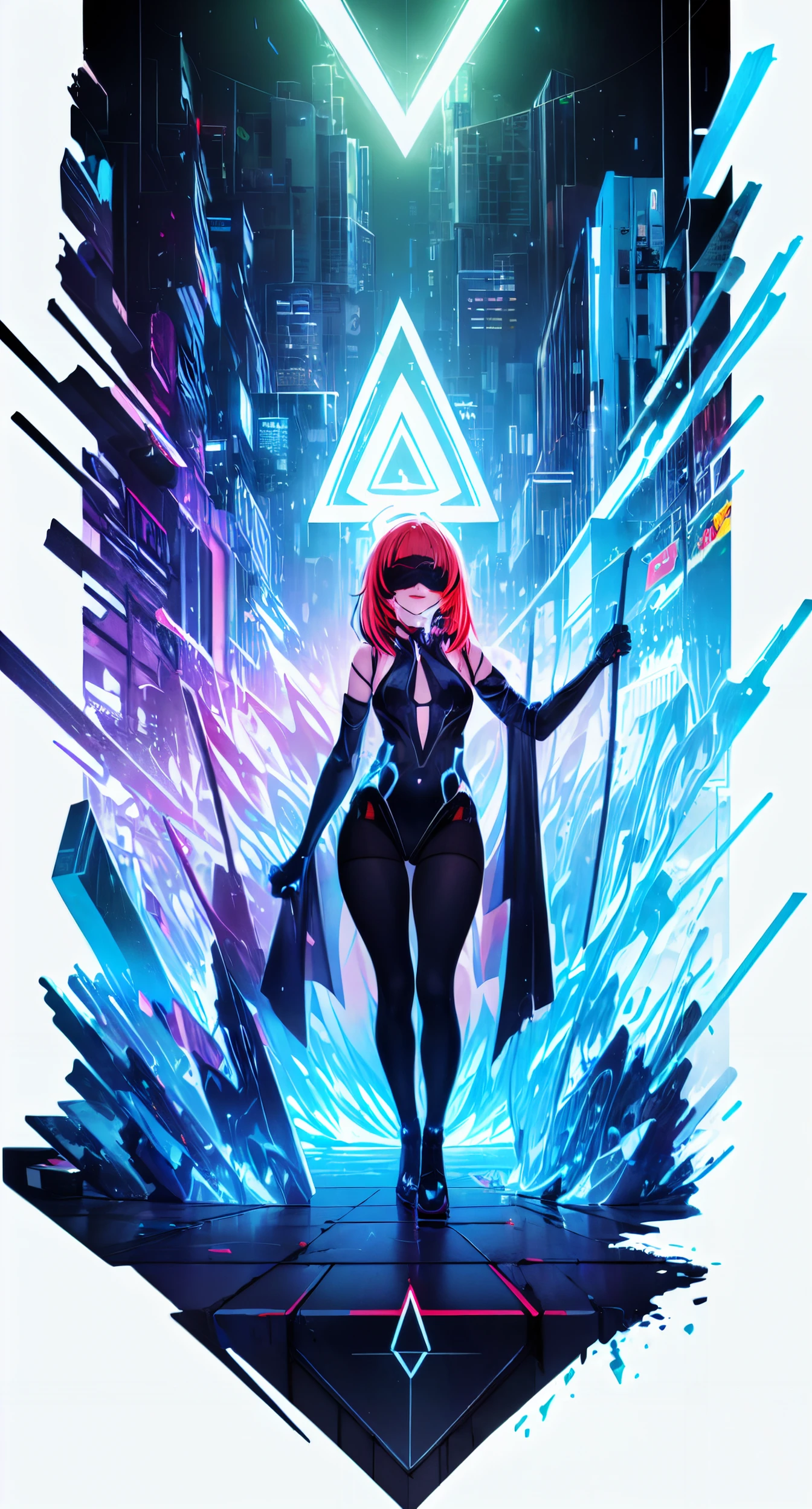 vaporwave,(Highest picture quality),(Master's work),(Detailed eye description),(8K wallpaper),(Detailed face description),(flat color:1.3),(ligne claire:1.3),(cover page:1.2),( poster:1.2),poster \(medium\),(solo:1.2),
light painting,(long exposure):1.2,dynamic streaks,luminous trails,vibrant colors,fluid movement,captivating patterns,creative experimentation,
[(white background:1.5)::5],(bottle bottom:0.9),mid shot,full body,
[(black background:1.4)::20],
[[bottle bottom]::0.5],(isometric:1.1),
(multicolored_background:1.3),striped_background,card_background,1girl,red lips,(red eyeshadow:1.2),full body,looking at viewer,
beautiful detailed bright blue eyes,(beautiful detailed shiny red_hair:1.2),(seductive smile:1.2),mixed-,
<lora:Gacha splash LORA v3:0.5>,
<lora:qianren-v100-000021:0.8:lbw=OUTALL>,qianren,1girl,blonde hair,pantyhose,joints,blindfold,gloves,littlars old,
(fu
(detailed face:1),
(one hand on hip:1.3),looking at you,empty hands,
///////////////////////////,
psychedelic art,glitch art,abstract art,concept art,(point_color:1.4),(RGB Splitting:1.3),(god rays),(extremely detailed light),(science_fiction:1.2),
(trippy:1.2),(colorful ink ),(floating colorful ink droplet ),
(triangle shape:1.3),
(Lilith of night:1.3),
(gradient_background:1.1),(glitch background),( digital halo:1.2),(fluorescent graffiti :1.2),(neon light:1.2),(glowstick:1.2),(floating triangle  glass fragments:1.2),