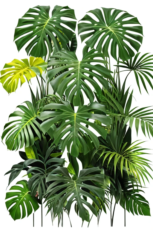 Create an illustration representing the best quality of tropical plants, highlighting their beauty and diversity.