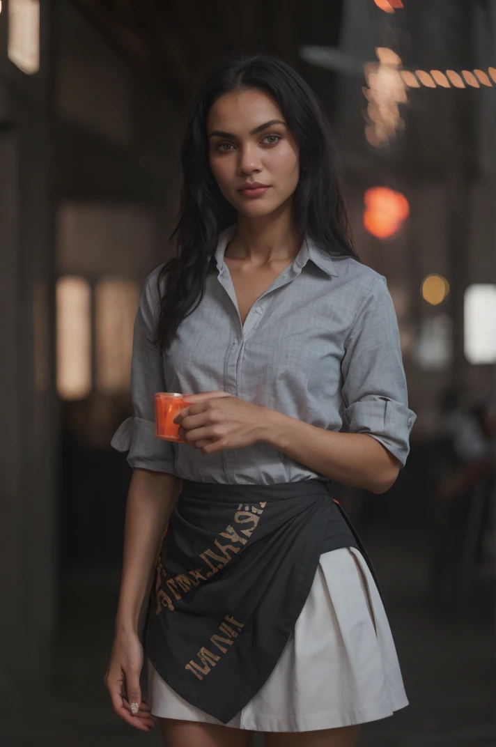 tv_Sinead_Harnett_A, model pose, happy expression, ((wearing a dress shirt and skirt)),full body shot, Dusk, in a frathouse, (((relaxed))), "epic-Ultra-HD-details", "epic-Ultra-HD-highlights", PA7_Human-Likeness