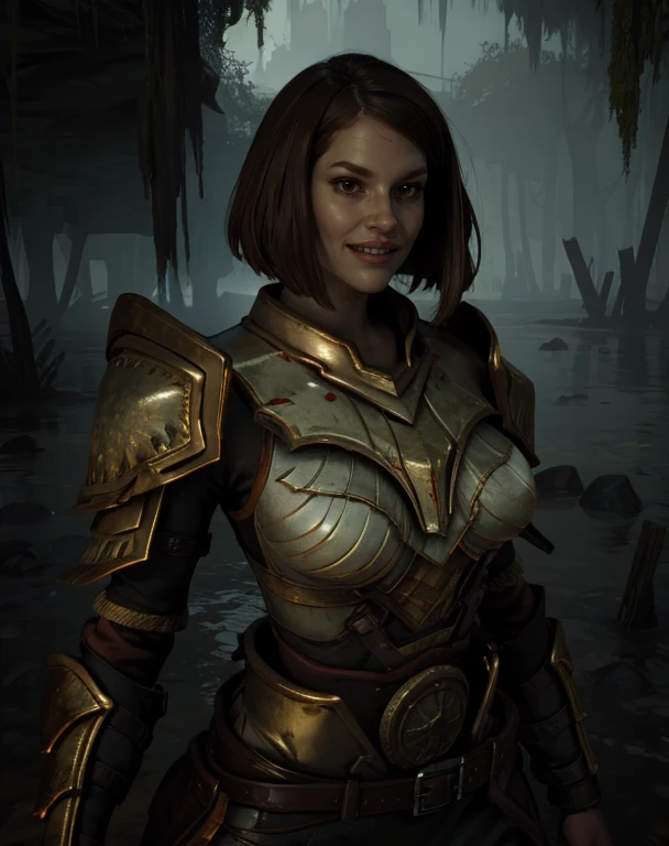 selenvinland,brown eyes,
gold armor,upper body,
standing,light smile,
night,swamp,rocks,
(insanely detailed, masterpiece, best quality),solo,<lora:SelenVinland:0.8>,