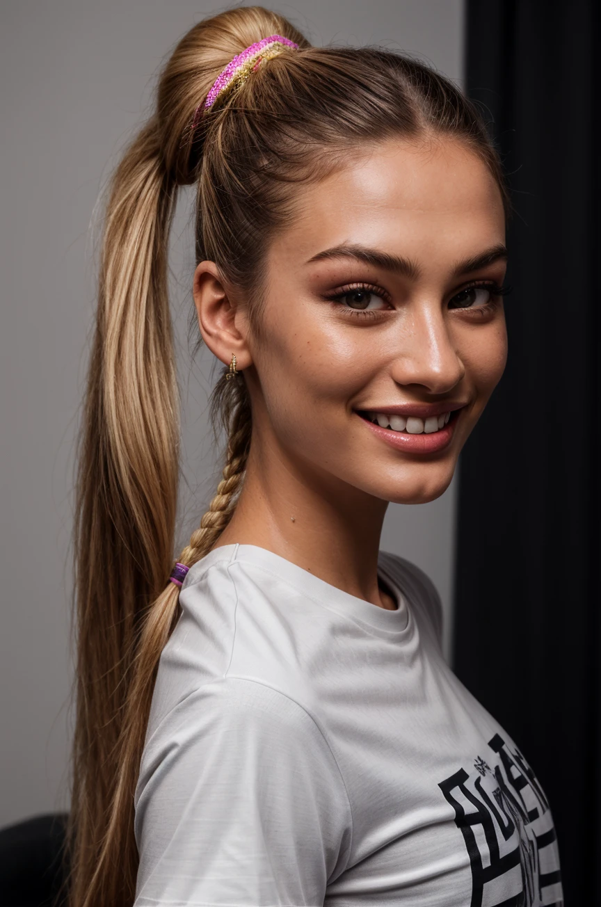 beauty in sporty clothes, ponytail