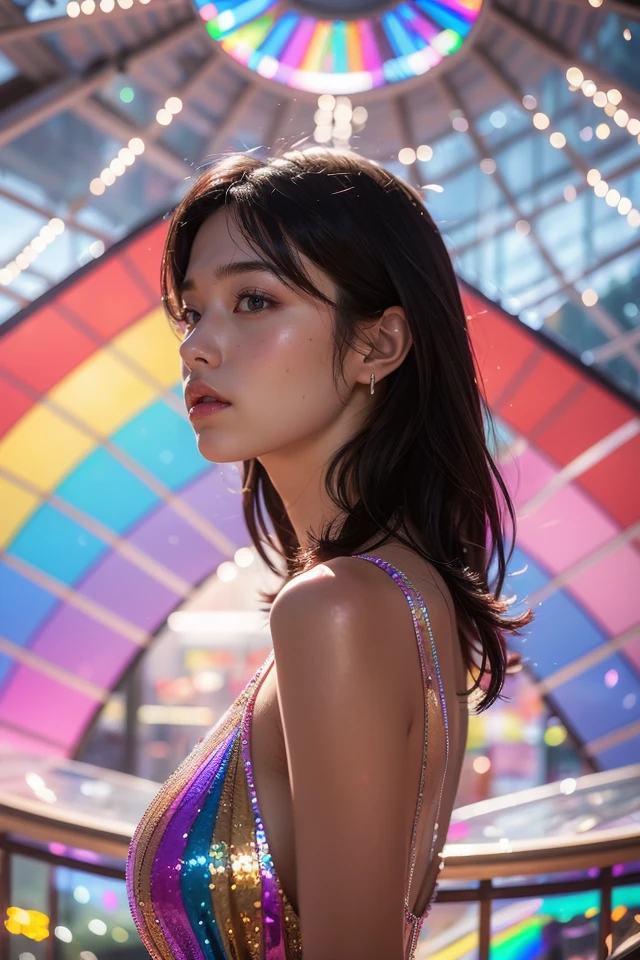 A 28-year-old Asian girl,Upper body view,Surrounded by a vibrant display of rainbows,The background is a complex glass structure,The rainbows create a mesmerizing atmosphere,reflecting off the transparent surfaces,The scene is modern,colorful,and filled with a sense of wonder,Detailed,magical,
1girl,best quality,masterpiece,illustration,an extremely delicate and beautiful,CG,unity,8k wallpaper,Amazing,finely detail,masterpiece,official art,extremely detailed CG unity 8k wallpaper,incredibly absurdres,huge filesize,ultra-detailed,highres,extremely detailed,beautiful detailed girl,realistic,<lora:rainbow glass_20240305204338:0.8>,