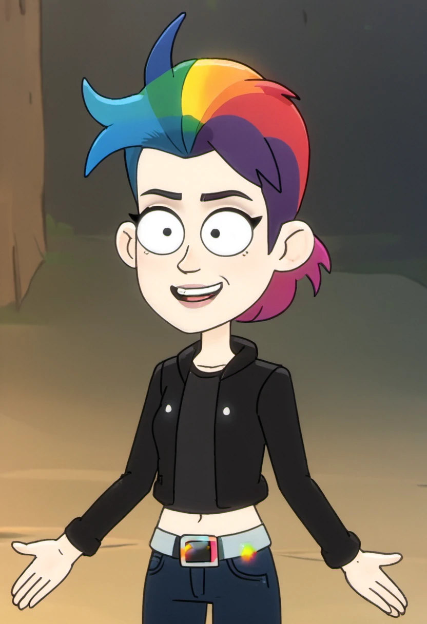 <lora:InfiniteTina:.6> A 24-year-old InfiniteTina bug creature with rainbow hair