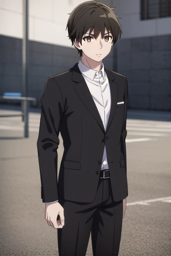 kimihikokimizuka, <lora:kimihiko kimizuka s1-lora-nochekaiser:1>,
kimihiko kimizuka, short hair, brown hair, black hair, (brown eyes:1.5), male focus,
BREAK shirt, jacket, white shirt, collared shirt, belt, pants, black jacket, black pants, formal, suit,
BREAK outdoors,
BREAK looking at viewer, dynamic pose, cowboy shot,
BREAK <lyco:GoodHands-beta2:1>, (masterpiece:1.2), best quality, high resolution, unity 8k wallpaper, (illustration:0.8), (beautiful detailed eyes:1.6), extremely detailed face, perfect lighting, extremely detailed CG, (perfect hands, perfect anatomy),