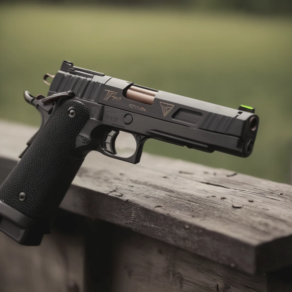 cinematic film still of  <lora:STI 1911:0.7>
STI 1911 pistol hand gun weapon, a gun is sitting on a wooden fence,weapon,outdoors,signature,blurry,gun,no humans,depth of field,blurry background,handgun ,action film style, shallow depth of field, vignette, highly detailed, high budget, bokeh, cinemascope, moody, epic, gorgeous, film grain, grainy