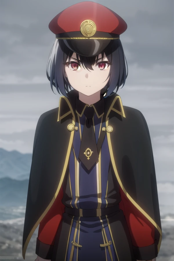 detectivehel, <lora:detective hel s1-lora-nochekaiser:1>,
hel, short hair, bangs, black hair, (red eyes:1.3), gradient hair,
BREAK hat, pantyhose, necktie, cape, uniform, black pantyhose, military, military uniform, peaked cap, black necktie, military hat, black cape,
BREAK outdoors,
BREAK looking at viewer, dynamic pose,
BREAK <lyco:GoodHands-beta2:1>, (masterpiece:1.2), best quality, high resolution, unity 8k wallpaper, (illustration:0.8), (beautiful detailed eyes:1.6), extremely detailed face, perfect lighting, extremely detailed CG, (perfect hands, perfect anatomy),