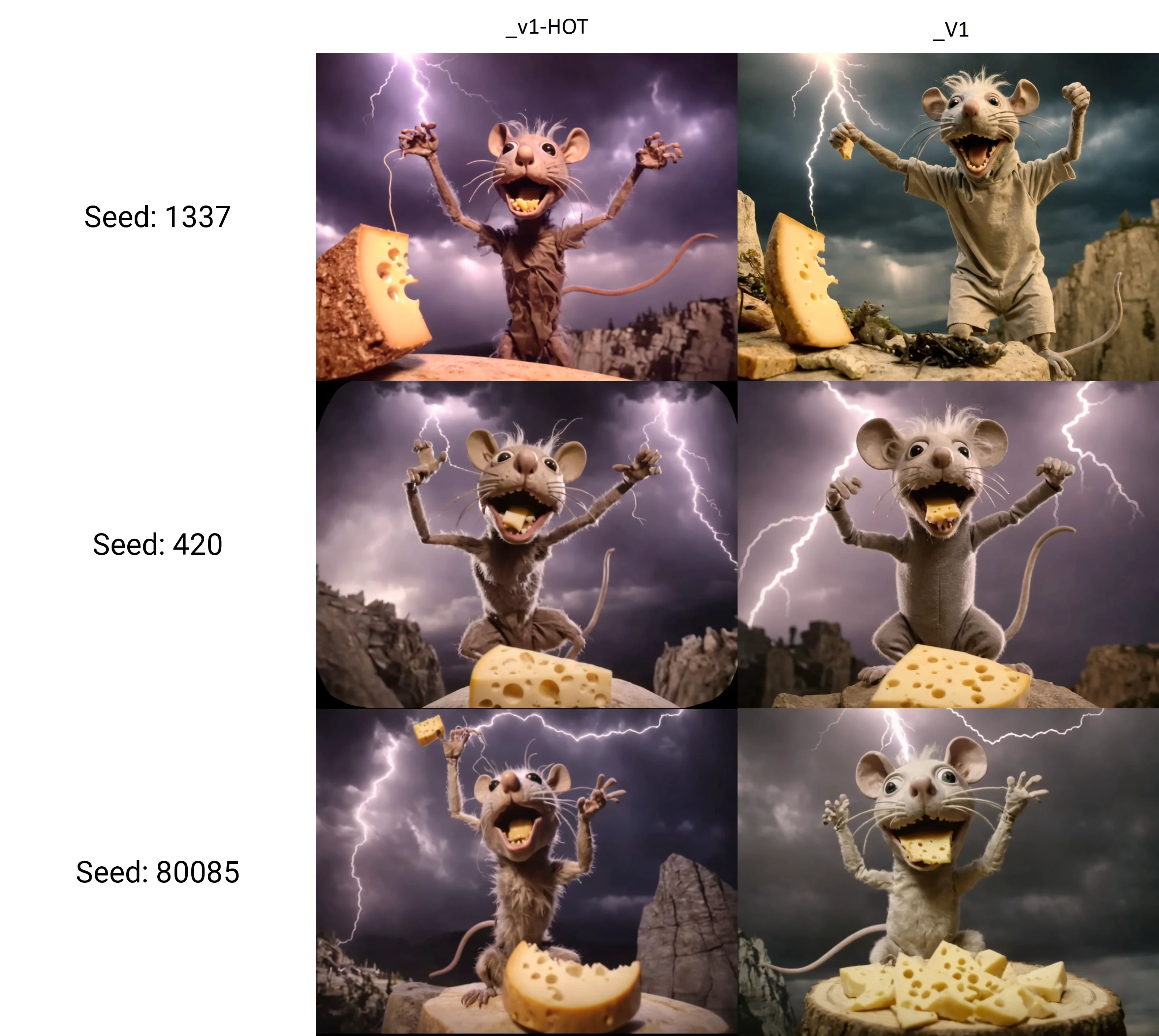 insane maniac rat puppet worshiping and lifts a cheese high in the air, divine, on the cliff, backlit by lots of lightning, fisheye lense in a creepy and unsettling kids tv show <lora:UNSTL_KIDS_TV_v1-000010:1>