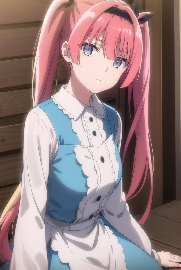 detectivealicia, <lora:detective alicia s1-lora-nochekaiser:1>,
alicia, bangs, long hair, twintails, very long hair, (grey eyes:1.3), pink hair, red hair, multicolored hair, hairband, gradient hair, black hairband,
BREAK long sleeves, dress, pantyhose, shoes, striped, black footwear, apron, blue dress, striped pantyhose,
BREAK outdoors,
BREAK looking at viewer, dynamic pose,
BREAK <lyco:GoodHands-beta2:1>, (masterpiece:1.2), best quality, high resolution, unity 8k wallpaper, (illustration:0.8), (beautiful detailed eyes:1.6), extremely detailed face, perfect lighting, extremely detailed CG, (perfect hands, perfect anatomy),