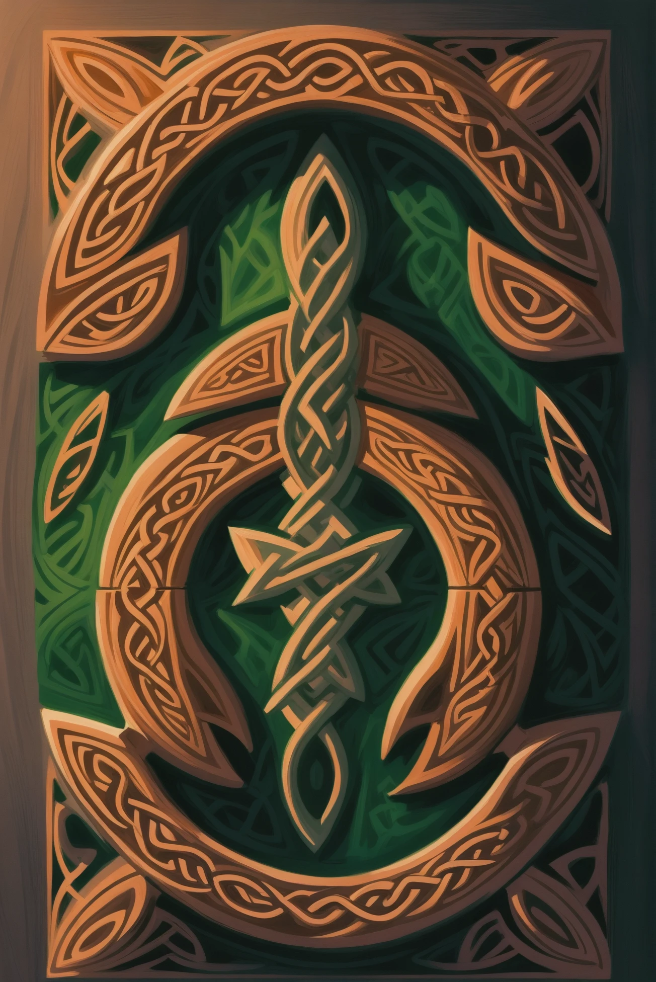 digital painting, <lora:EnvyCelticXL01:1>celtic carvings, Sleeping Quarters/Barracks \(room\)