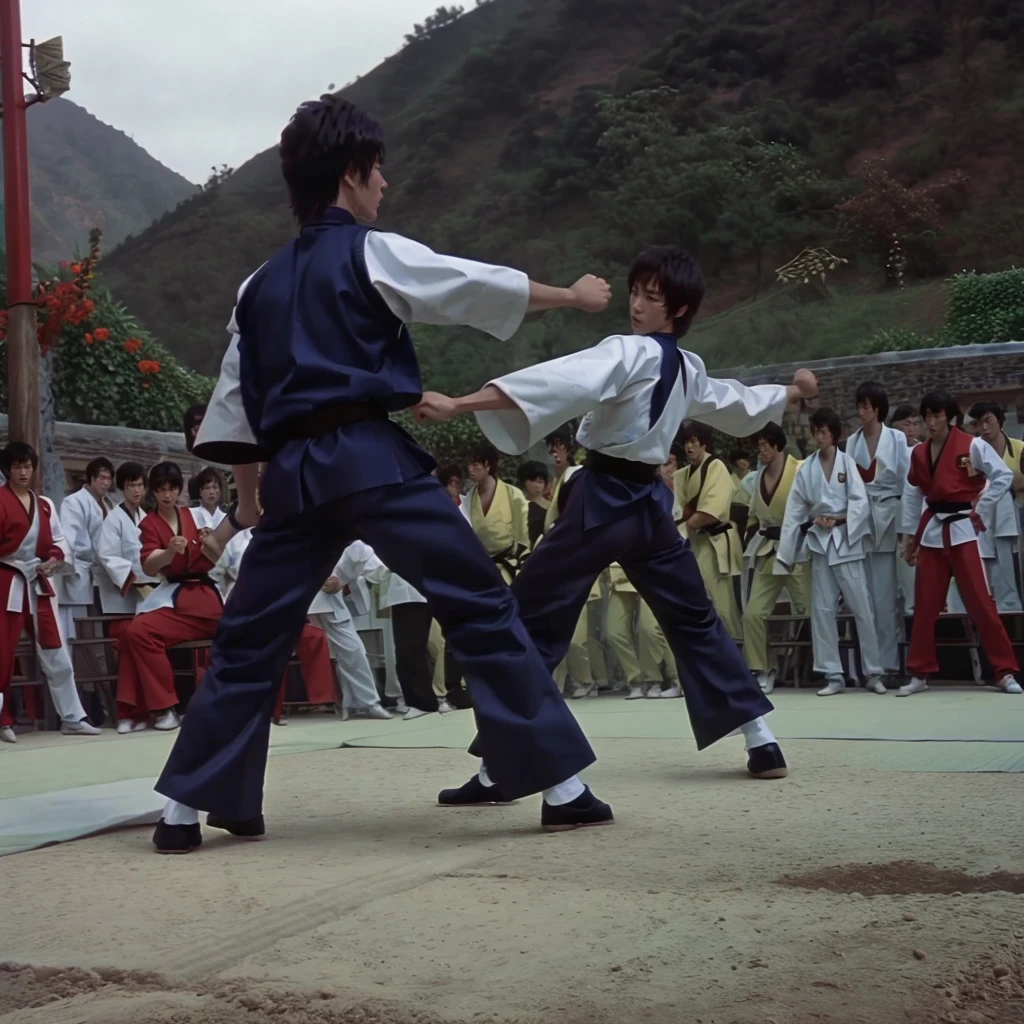 two man fighting <lora:Enter_Dragon_v2:1> edblstyle