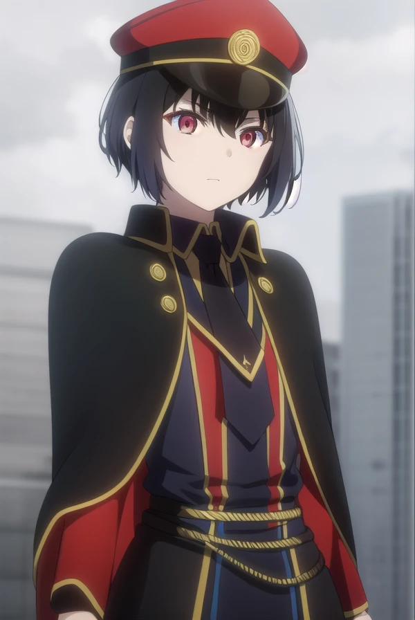 detectivehel, <lora:detective hel s1-lora-nochekaiser:1>,
hel, short hair, bangs, black hair, (red eyes:1.3), gradient hair,
BREAK hat, pantyhose, necktie, cape, uniform, black pantyhose, military, military uniform, peaked cap, black necktie, military hat, black cape,
BREAK outdoors,
BREAK looking at viewer, dynamic pose,
BREAK <lyco:GoodHands-beta2:1>, (masterpiece:1.2), best quality, high resolution, unity 8k wallpaper, (illustration:0.8), (beautiful detailed eyes:1.6), extremely detailed face, perfect lighting, extremely detailed CG, (perfect hands, perfect anatomy),