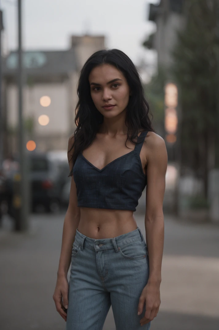 tv_Sinead_Harnett_A, model pose, laughing expression, ((wearing jeans and a crop-top)),full body shot, Magic Hour, in a lingerie shop, (((relaxed))), "epic-Ultra-HD-details", "epic-Ultra-HD-highlights", PA7_Human-Likeness