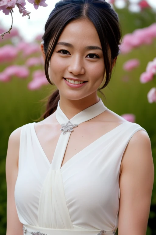 1girl,(RAW photo, best quality), (realistic, photo-realistic:1.4), masterpiece, an extremely delicate and beautiful, extremely detailed, 2k wallpaper, Amazing, finely detail, extremely detailed CG unity 8k wallpaper, ultra-detailed, highres, soft light, beautiful detailed girl, extremely detailed eyes and face, beautiful detailed nose, beautiful detailed eyes,cinematic lighting,perfect anatomy,slender body,smiling
wearing a white collared long dress,(collar,ribbon),(full body)
at a flower park,sakura flowers,flower garden,standing
<lora:kimurafumino_lora:0.8>