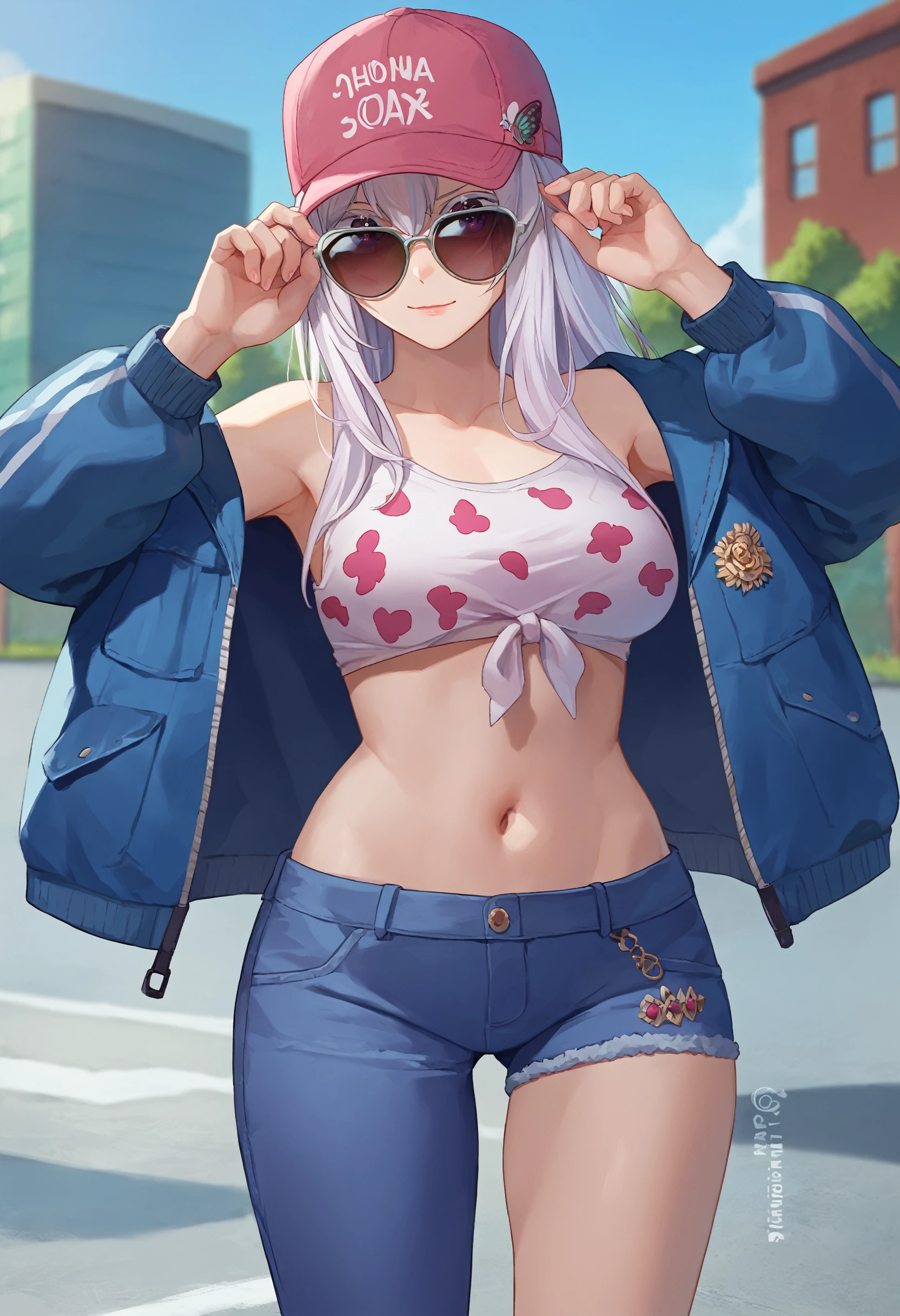 score_9, score_8_up, score_7_up, BREAK
echidna, 1girl, pink baseball cap, grey wrap around sunglasses, leather, kiwi print, flower trim, snapback, camouflage <lora:Echidna t7 new came XL:1>