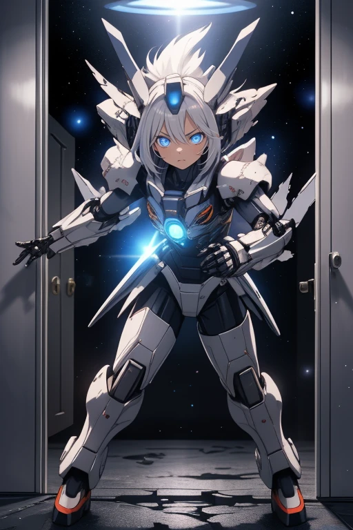 amazing quality, masterpiece, best quality, hyper detailed, ultra detailed, UHD, DOF, depth of field, HDR, perfect anatomy,
1 girl, cute, beauty, pretty, white hair, full body,( fighting stance:1.3), detail eyes,( face to viewer:1.4),space ship, universe space,(go into broken door:1.3), sparking, flame, Milky Way, star sky,
wearing fantastic black armor, holding glowing sword, (glowing shine and dazzling mecha:1.3),
technology style, future sense, red robot mecha, titanium mecha,
show face, explode, serious,ral-iontinvevisions,