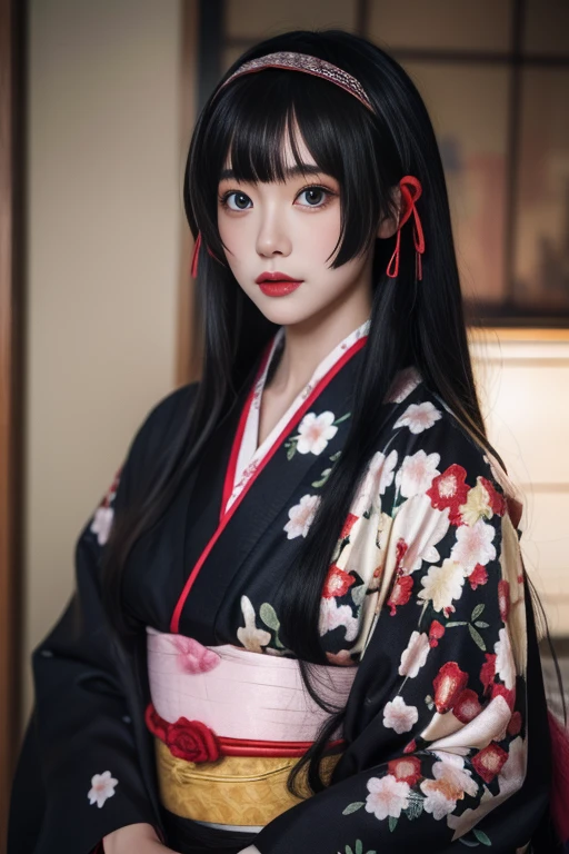 ltra-detailed,highly detailed,best quality,masterpiece,illustration,realistic,photorealistic,
renge, 1girl, solo,
japanese clothes, kimono,
looking at viewer, upper body,
<lora:renge_v2_06:0.8>