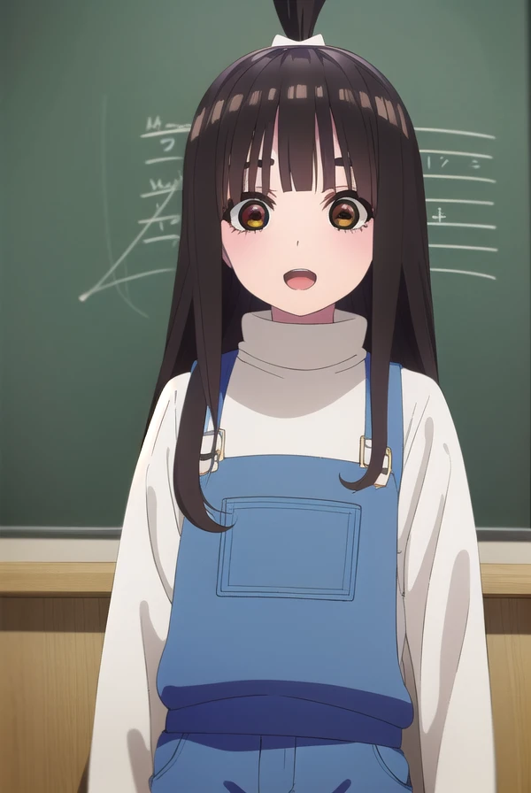 raihauesugi, <lora:raiha uesugi s2-lora-nochekaiser:1>, 
raiha uesugi, long hair, bangs, black hair, (brown eyes:1.5), ponytail, blunt bangs, smile, open mouth,
BREAK shirt, white shirt, pants, overalls,
BREAK indoors, classroom,
BREAK looking at viewer, (cowboy shot:1.5),
BREAK <lyco:GoodHands-beta2:1>, (masterpiece:1.2), best quality, high resolution, unity 8k wallpaper, (illustration:0.8), (beautiful detailed eyes:1.6), extremely detailed face, perfect lighting, extremely detailed CG, (perfect hands, perfect anatomy),