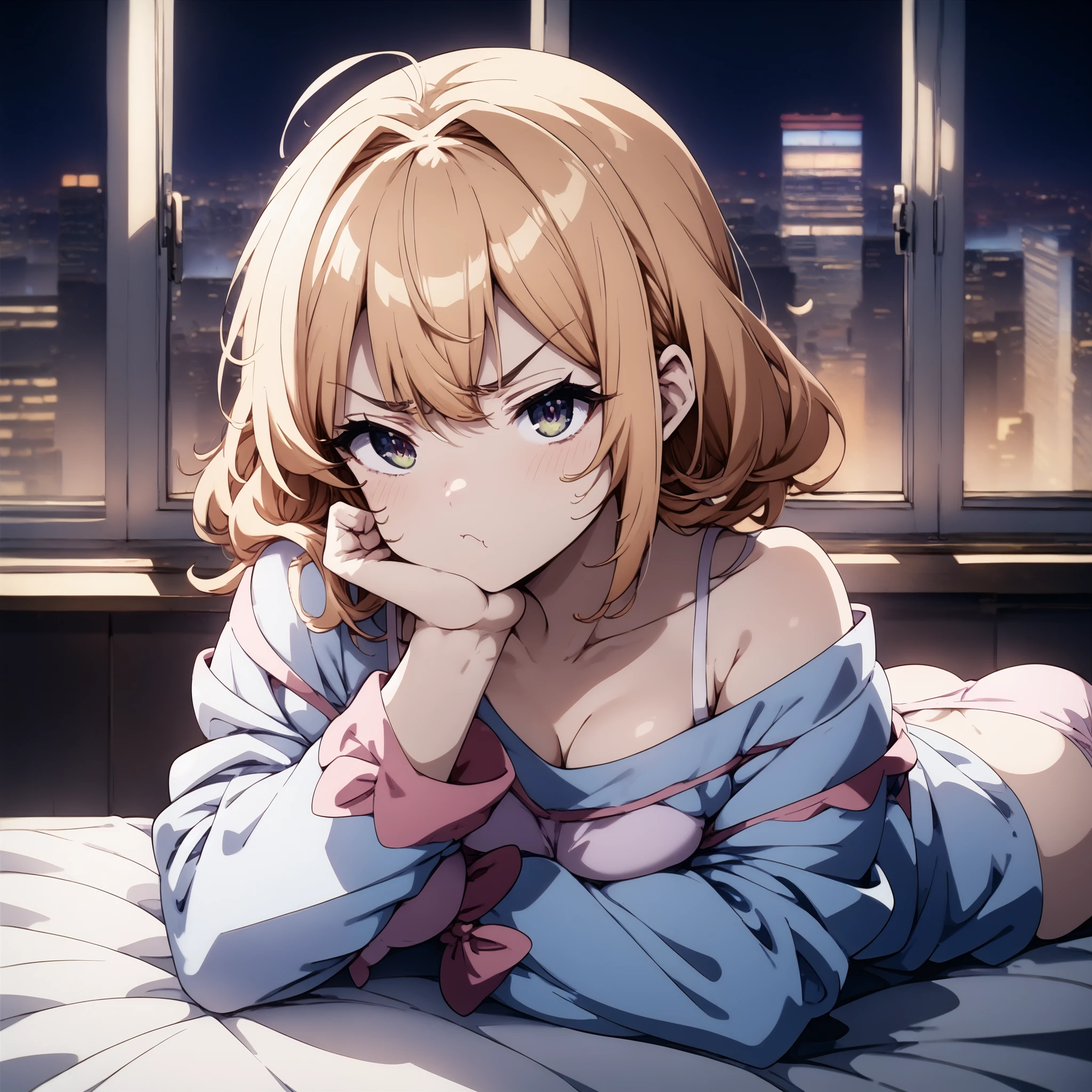 1girl, souryuu asuka langley, neon genesis evangelion, big breasts, nude,pubic hair, lying on the bed,room of apartment,looking at viewer, masterpiece, best quality, very aesthetic, absurdres,