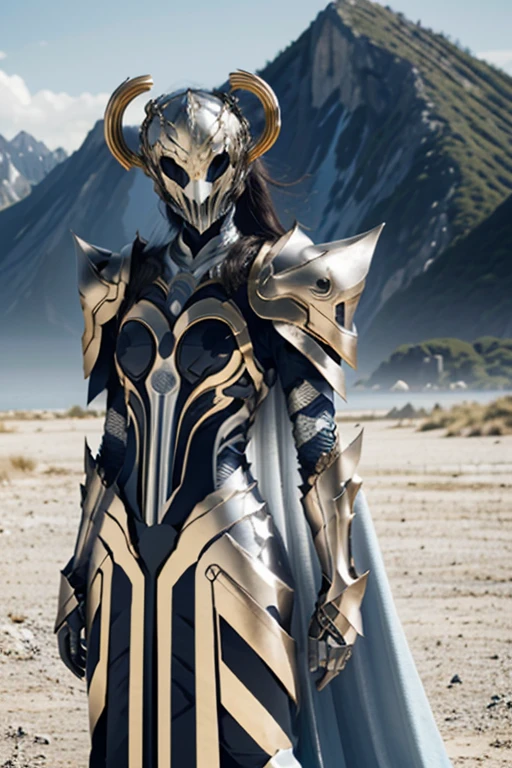 <lora:HXarmour_010>,hxarmour,1girl,(light blue armour:1.3),mountain,