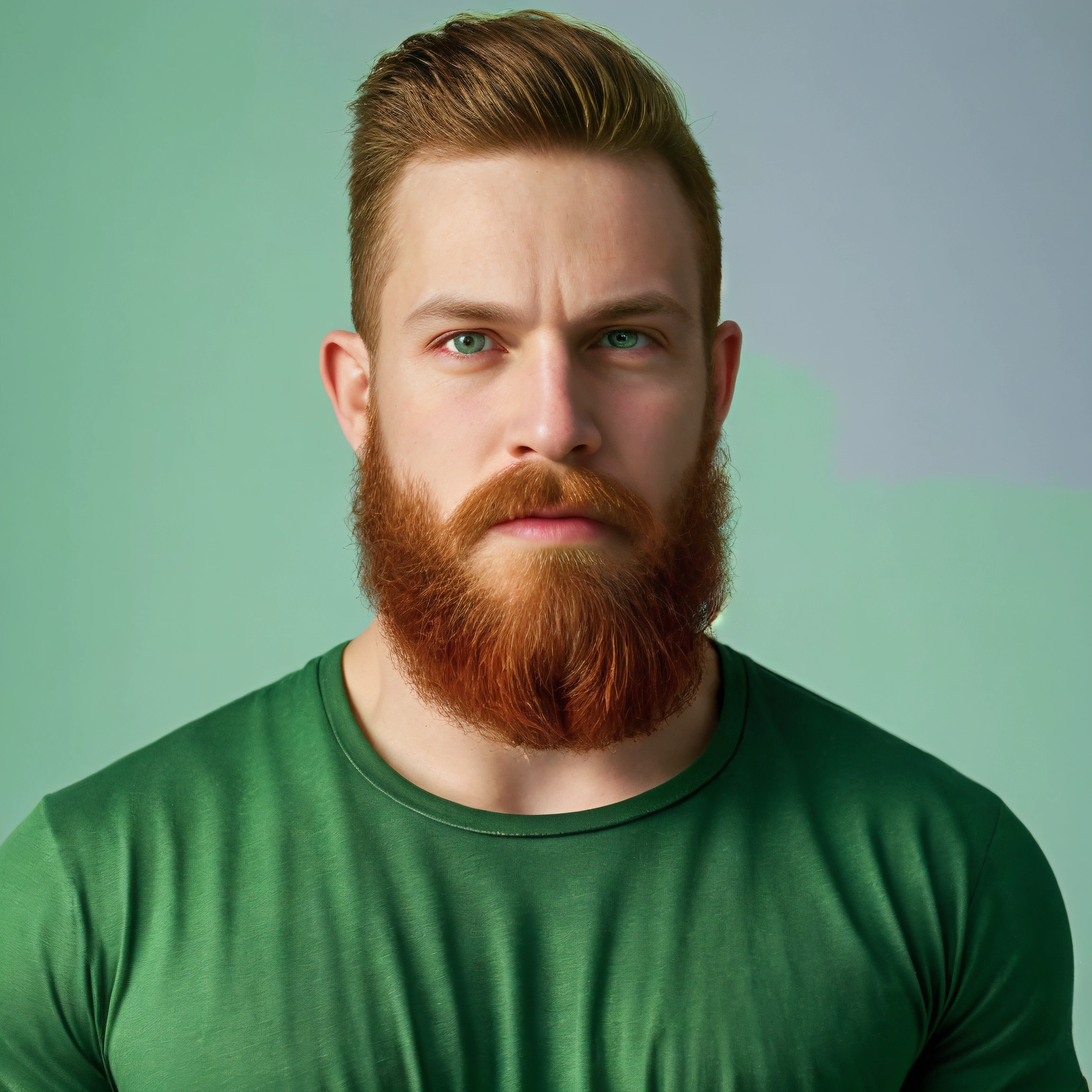 Leprechaun, green clothes, beard, 1male, leprechaunmale, 1boy, muscular, clothes, t-shirt, (face:1.1), clothes, masterpiece, high details, high quality, best quality, highres <lora:LeprechaunMale:0.7>