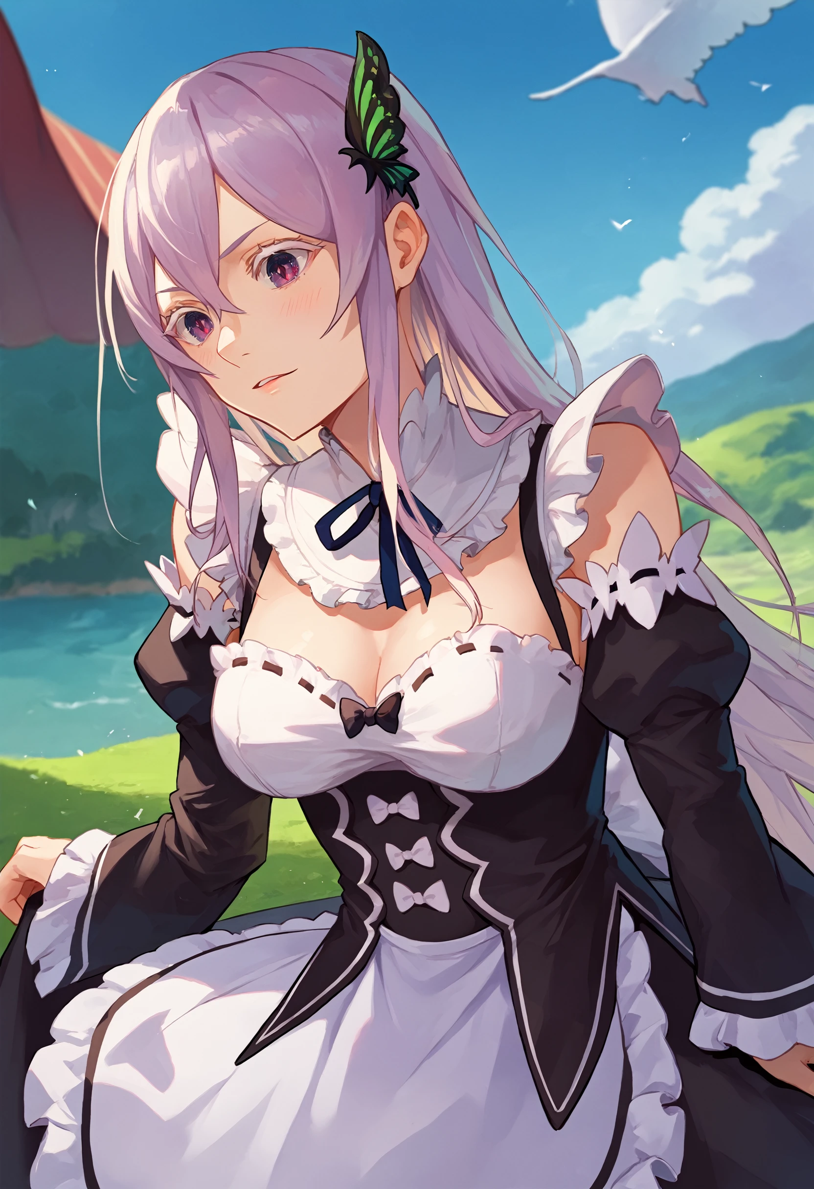 score_9, score_8_up, score_7_up, BREAK
echidna, 1girl, roswaal mansion maid uniform <lora:Echidna t7 new came XL:1>