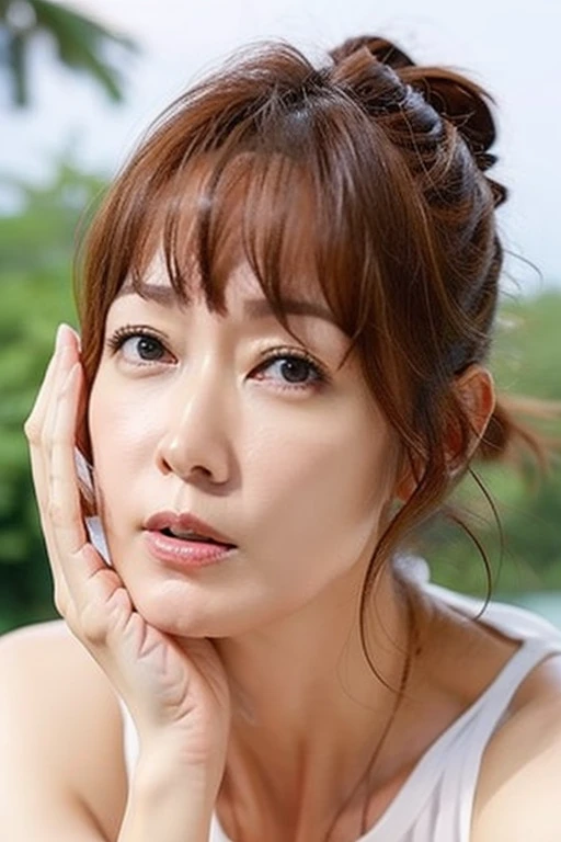 Best quality,masterpiece,ultra high res,(photorealistic:1.4),1girl,low key,slim body,dynamic pose,face closeup,medium breasts,<lora:ada_pan:0.9>,scenery,
