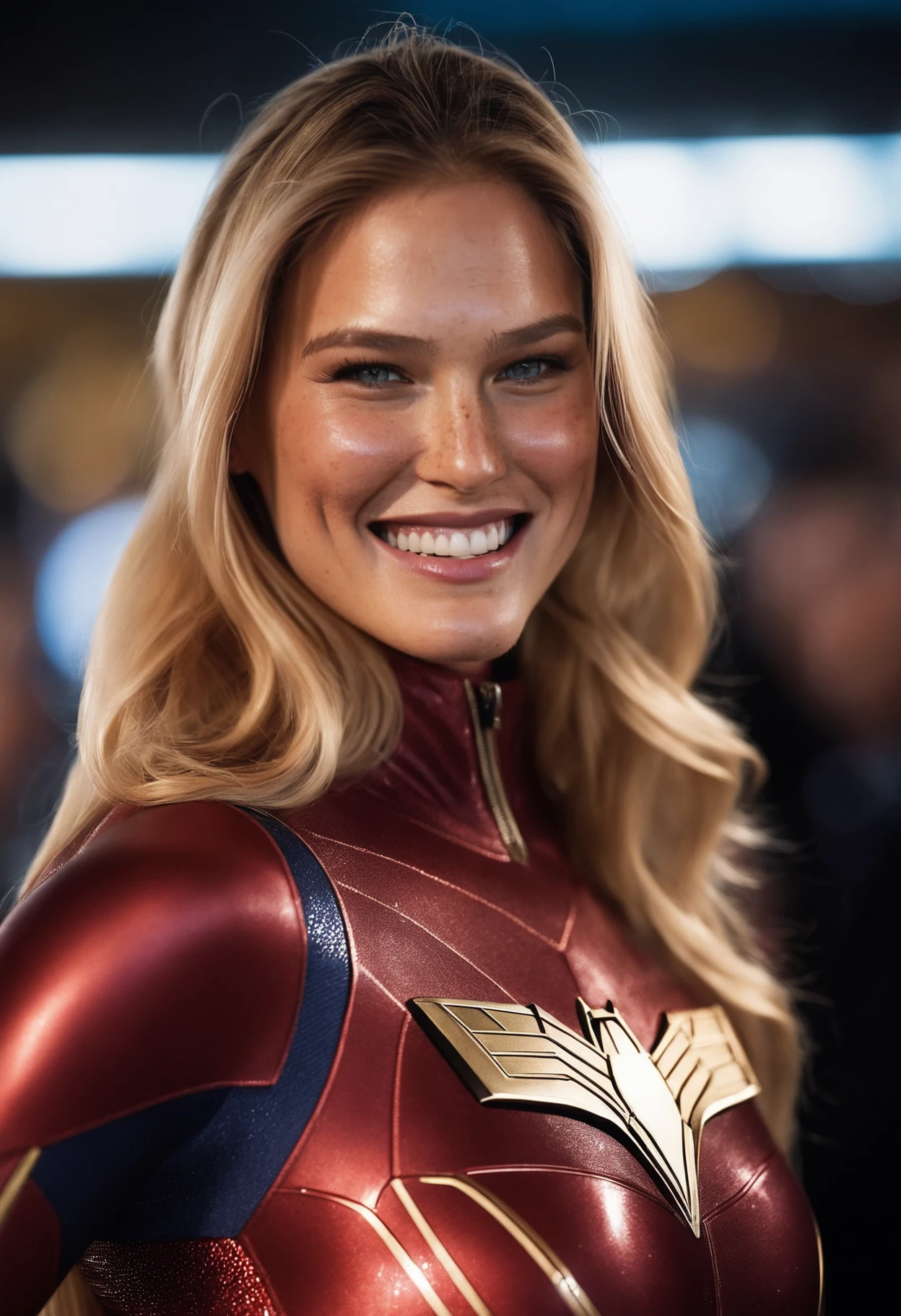 cinematic full body shot of a beautiful 25 year-old (bar_refaeli:1.2) cosplaying as a superhero, wearing a superhero costume, skintight costume, 8k, high res, (pores:0.1), (sweaty:0.8), (smiling:0.5), Masterpiece, Nikon Z9, Award-winning photograph, 35mm photograph, film, bokeh, professional, 4k, highly detailed, <lora:bar_refaeli_sdxl_60:0.85>