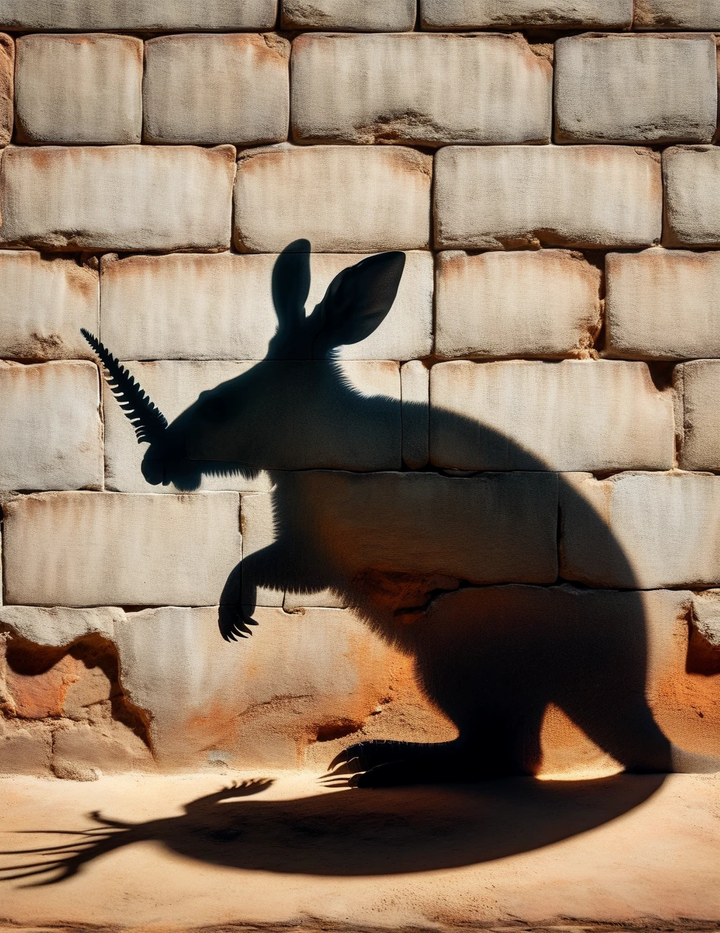 DonM5h4d0w5XL shadow on a kiln wall, armadillo, <lora:DonM5h4d0w5XL-000010:1>