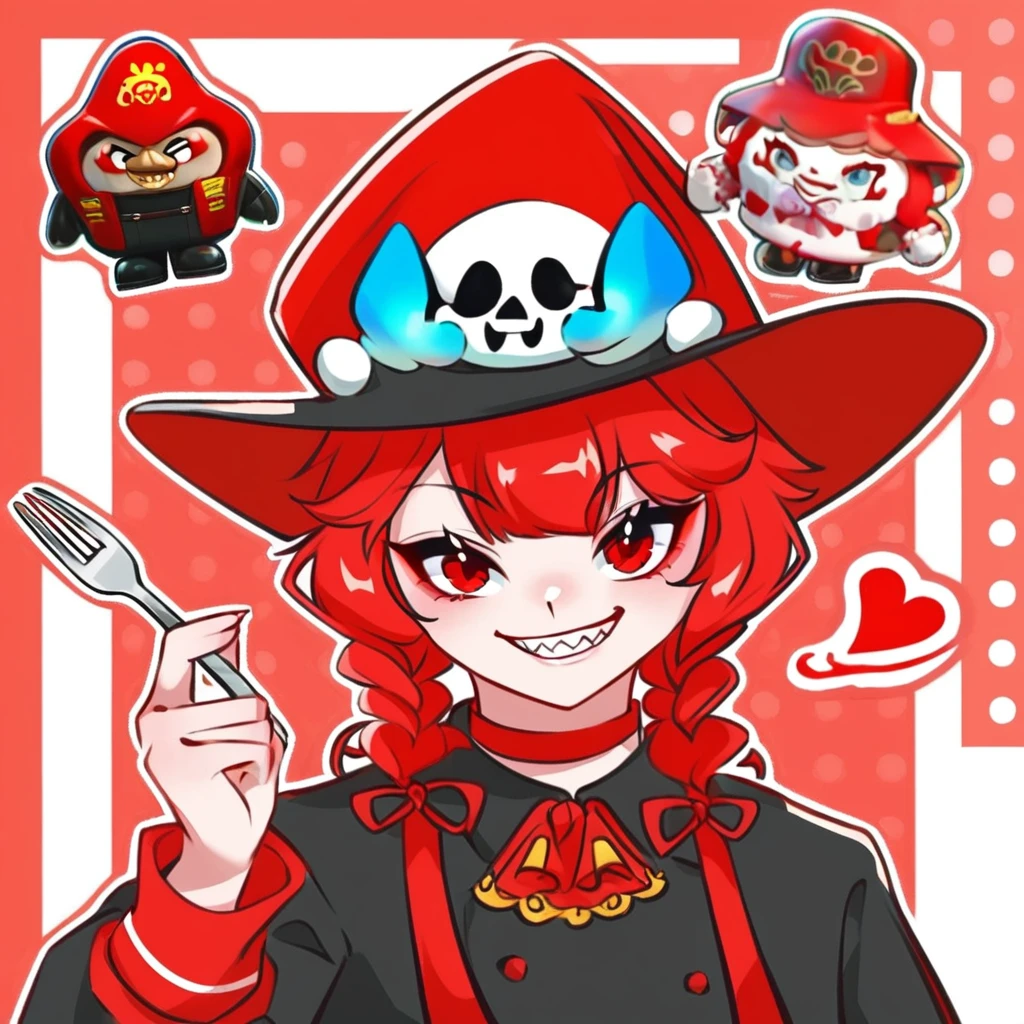 Disney pixar animation of the hottest red pepper in the world with a face mode of ral-drp, California Reaper, on fire, ready to kill you, gnash teeth, dripping sliva, holding fork and knife, looking very badass, (anthropomorphism:1.2), <lora:cute_head:0.85>