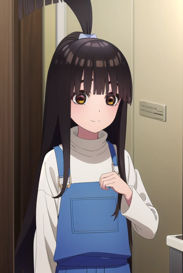 raihauesugi, <lora:raiha uesugi s2-lora-nochekaiser:1>, 
raiha uesugi, long hair, bangs, black hair, (brown eyes:1.5), ponytail, blunt bangs, smile,
BREAK shirt, white shirt, pants, overalls,
BREAK indoors, classroom,
BREAK looking at viewer, (cowboy shot:1.5),
BREAK <lyco:GoodHands-beta2:1>, (masterpiece:1.2), best quality, high resolution, unity 8k wallpaper, (illustration:0.8), (beautiful detailed eyes:1.6), extremely detailed face, perfect lighting, extremely detailed CG, (perfect hands, perfect anatomy),