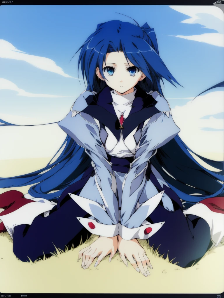 <lora:Alicia_Christopher:1>, Alicia_Christopher, 1girl, solo, blue eyes, long hair, blue hair, sitting, wariza, thighhighs, long sleeves, looking at viewer, puffy sleeves, juliet sleeves, boots, v arms, very long hair,
masterpiece, high quality, very_high_resolution, large_filesize, full color,